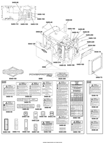 Decals Group Diagram and Parts List for 040678-01  Briggs and Stratton Generator